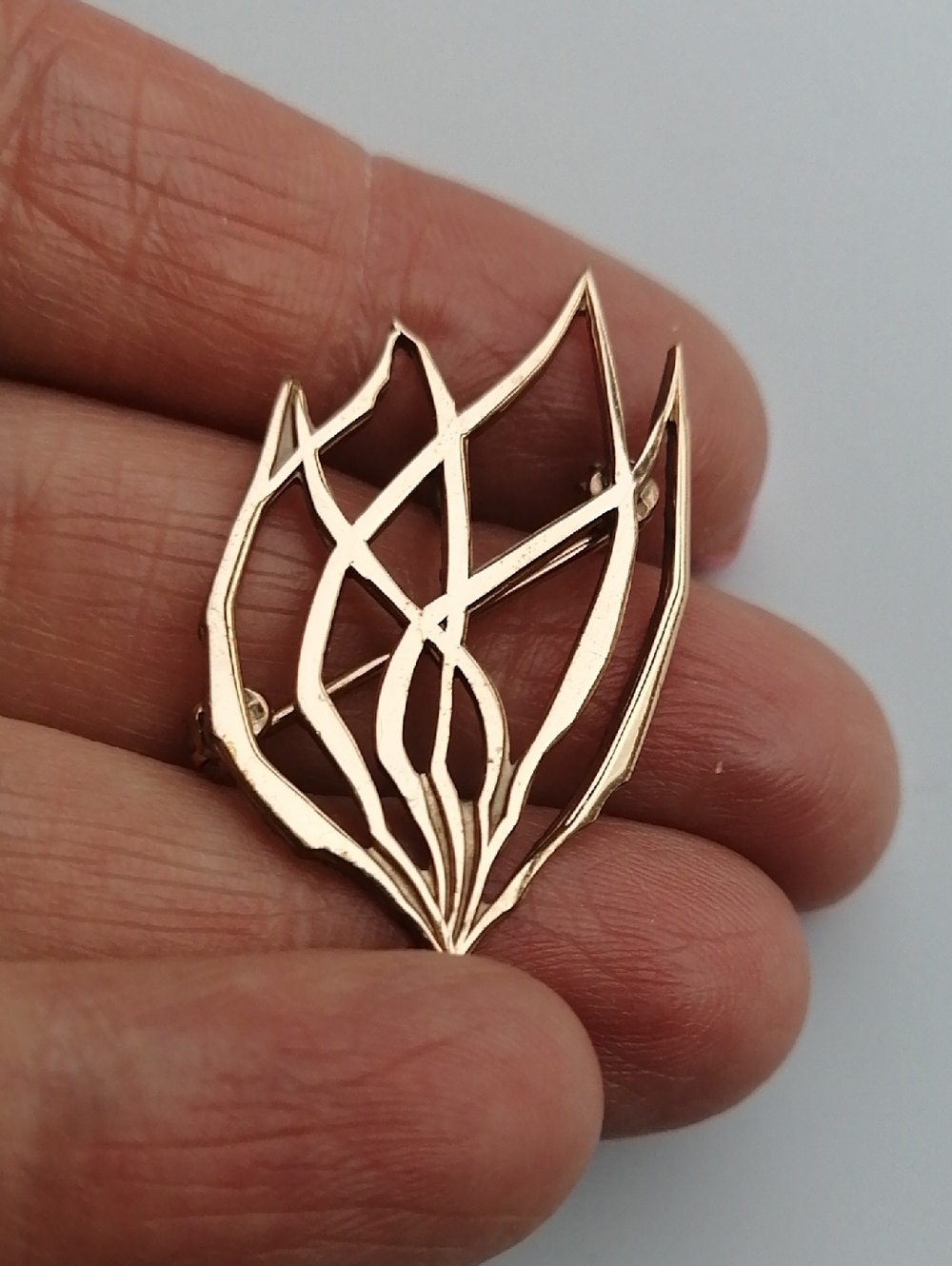 Vintage Ludwig Wolpert Burning Bush Goldplated Brooch Pendant Trendy Unisex